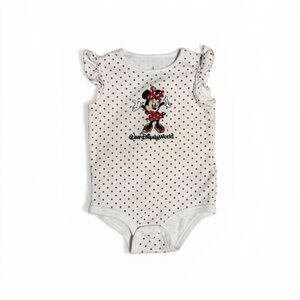 Disney White & Red Polka Dot Minnie Mouse One-Piece Bodysuit